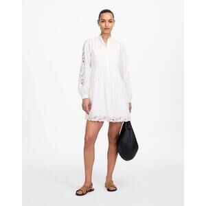 NWT! Madewell Pintucked Eyelet Mini Dress White Size XS
